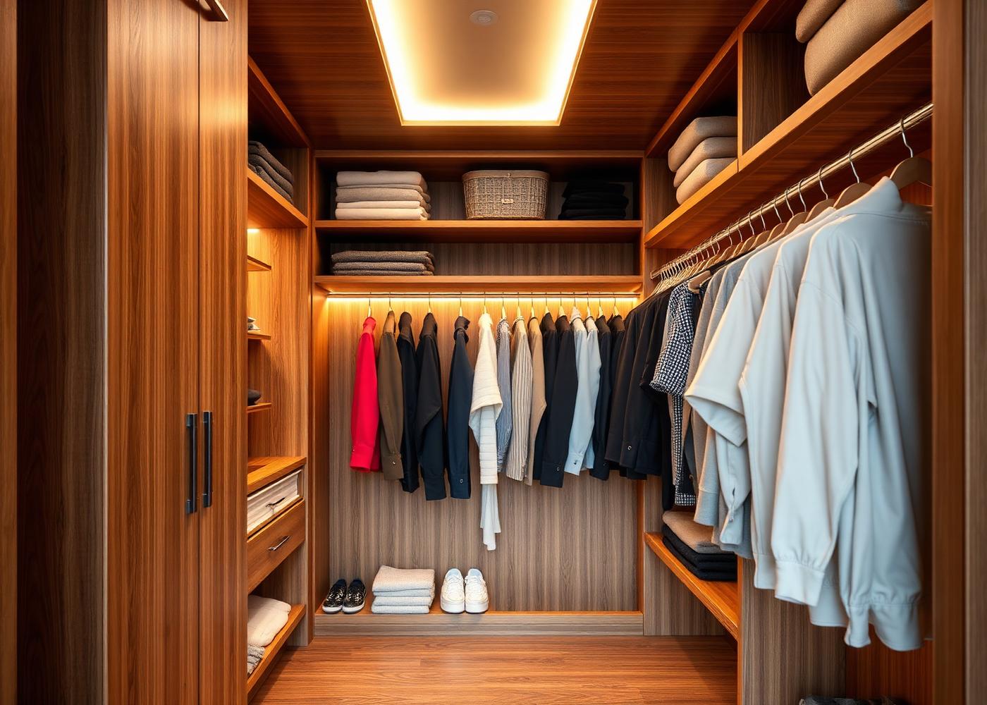 Garderoba typu walk-in z podświetleniem LED